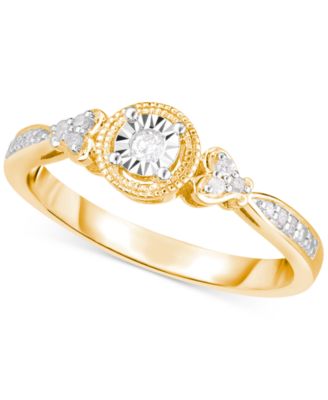 Macy's - Diamond Promise Ring (1/10 ct. t.w.) in 14k Gold-Plated Sterling Silver