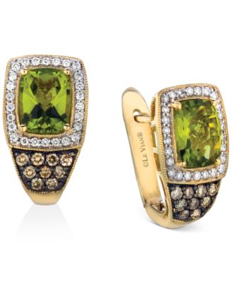 Le Vian - Green Apple Peridot (4-1/5 ct. t.w.), Chocolate Diamonds (3/8 ct. t.w.) & Vanilla Diamonds (1/3 ct. t.w.) Earrings in 14k Yellow Gold