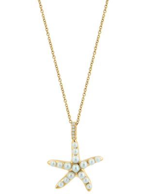 EFFY Collection - Freshwater Pearl (2-3mm) Starfish 18" Pendant Necklace in 14k Gold