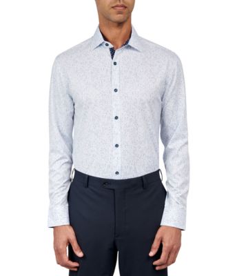Society of Threads - Men's Regular-Fit Dot-Print Performance Dress Shirt