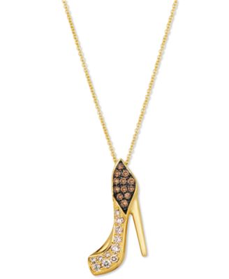 Le Vian - Chocolate Diamond & Nude Diamond High Heel Shoe Pendant Necklace (3/8 ct. t.w.) in 14k Gold, 18" + 2" extender