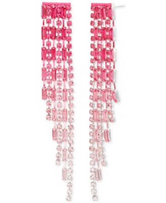 kensie - Pink Ombre Rhinestone Chain Fringe Linear Earrings