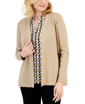 AK Anne Klein - Petite Newport Open-Front Cardigan
