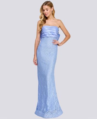 City Studios - Juniors' Strapless Back-Bow Ball Gown