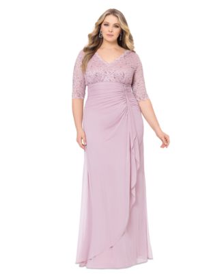 B&A By Betsy and Adam - Plus Size V-Neck Gown