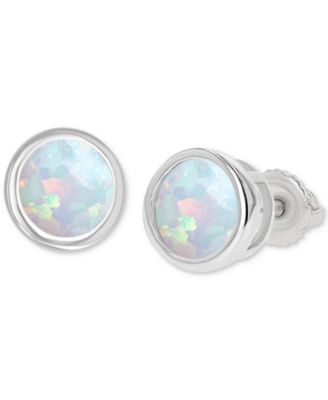 Macy's - Lab-Grown Opal Bezel-Set Solitaire Stud Earrings (1/3 ct. t.w.)