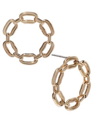 On 34th - Small Chain Link Front-Facing Hoop Earrings, 0.88"