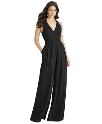 Dessy Collection - V-Neck Wide-Leg Jumpsuit