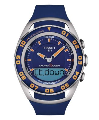 Tissot - Men's Swiss Sailing Touch Blue Rubber Strap Watch 45mm