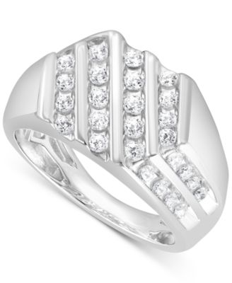 Macy's - Men's Diamond Diagonal Channel-Set Ring (1 ct. t.w.) in 10k White, Yellow or Rose Gold