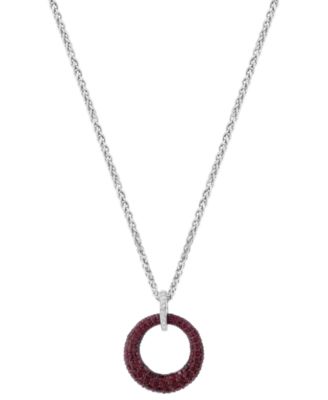 EFFY Collection - Ruby (2-3/4 ct. t.w.) & Diamond Accent Circle 18" Pendant Necklace in Sterling Silver