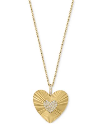 EFFY Collection - Diamond Heart Cluster Sunray 18" Pendant Necklace (1/6 ct. t.w.) in 14k Gold