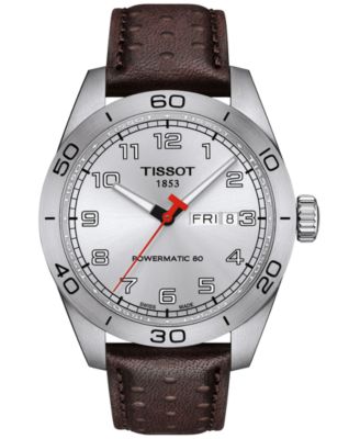 Tissot - Men's Swiss Automatic PRS 516 Brown Perforated Leather Strap Watch 42mm