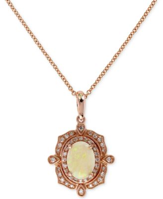 EFFY Collection - Opal (9/10 ct. t.w.) and Diamond (3/8 ct. t.w.) Pendant Necklace in 14k Rose Gold