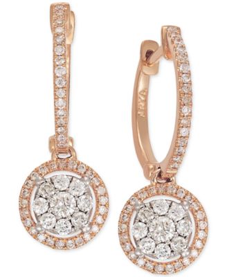 Macy's - Diamond Circle Drop Earrings in 14k Rose Gold (5/8 ct. t.w.)