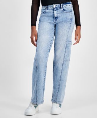 Dollhouse - Juniors' Mid-Rise Wide-Leg Cargo Jeans