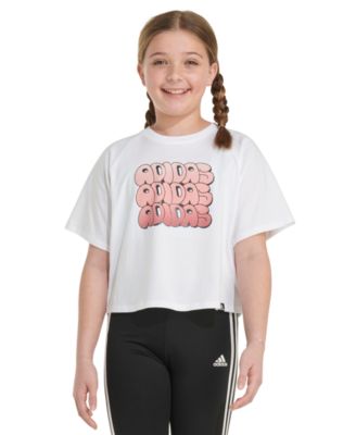 adidas - Big Girls Cotton Raglan Short-Sleeve Waist-Length Logo Graphic T-Shirt