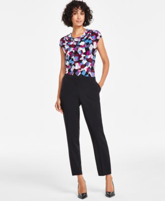 Kasper - Petite Mid-Rise Straight-Leg Pants