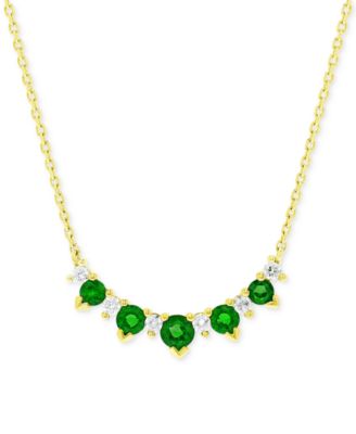 Macy's - Emerald (3/4 ct. t.w.) & Diamond (1/5 ct. t.w.) 16" Collar Necklace in 14k Gold
