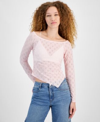 Self Esteem - Juniors' Asymmetric Heart Knit Top