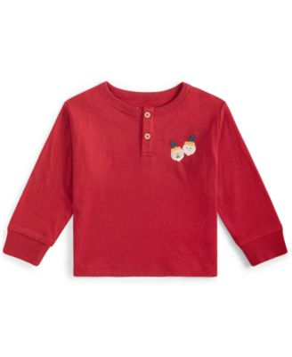 First Impressions - Baby Boys Acorn Embroidered Long-Sleeve Henley