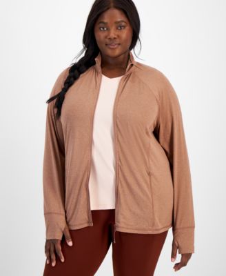 ID Ideology - Plus Size Zip-Front Long Sleeve Jacket
