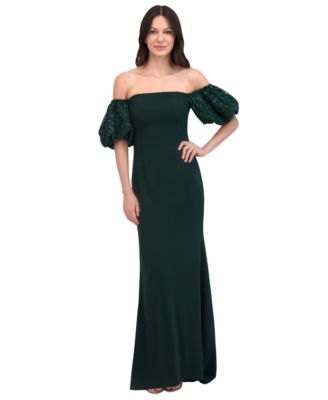 Eliza J - Petite Off-The-Shoulder Sequin-Puff-Sleeve Gown