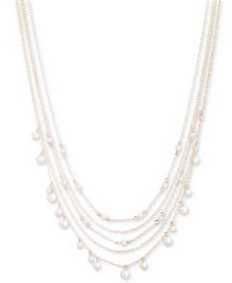 Emily in Paris - Gold-Tone Imitation Pearl Layered Strand Necklace, 16" + 3" extender
