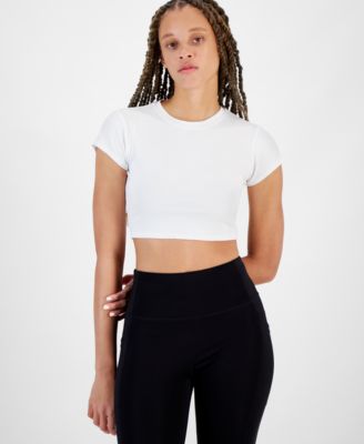 ID Ideology - Women's Cropped Rib-Knit T-Shirt Women's Cropped Rib-Knit T-Shirt