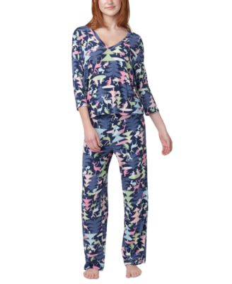 Hue - Women's 2-Pc. Ultra Ribbed Printed Pajama Set