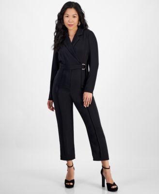 I.N.C. International Concepts - Petite Long-Sleeve Collared Jumpsuit