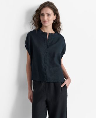 DKNY - Women's Dolman-Sleeve Button-Front Linen Shirt