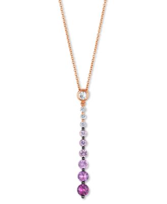 Le Vian - Pink Ombr&eacute; Sapphire (7/8 ct. t.w.) & White Sapphire (1/6 ct. t.w.) Linear Adjustable 20" Pendant Necklace in 14k Rose Gold