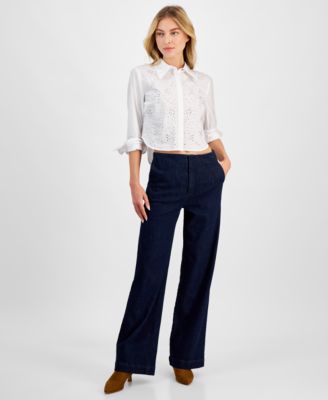 DKNY Jeans - Women's High-Rise Zip-Front Pants