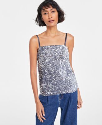 On 34th - Women's Sequined Skinny-Strap Tank Top