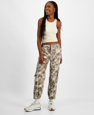 Indigo Rein - Juniors' Camo-Print High-Rise Cargo Joggers