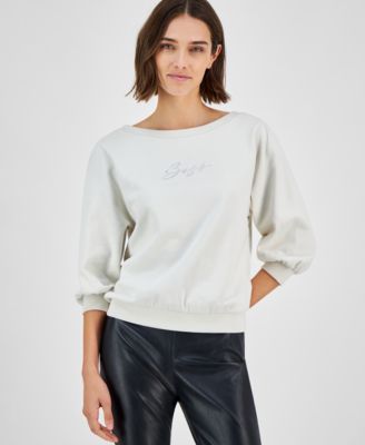 BOSS Orange - Women's Cotton Embellished-Logo Sweatshirt