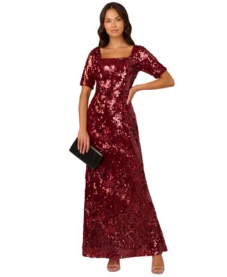 Adrianna Papell - Women's Square-Neck Sequin Gown