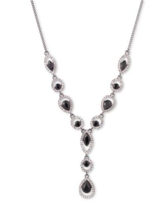 Givenchy - Silver-Tone Pav&eacute; Stone Lariat Necklace