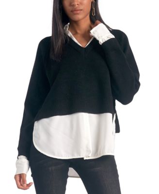 Elan - Women's Long-Sleeve Layered-Look Sweater