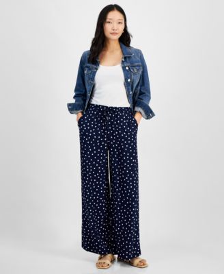 On 34th - Women's Printed Drawstring Wide-Leg Pants