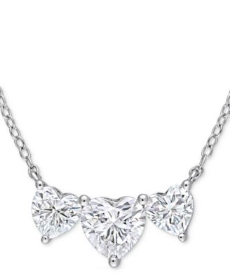 Macy's - Moissanite Triple Heart 17" Pendant Necklace (2 ct. t.w.) in Sterling Silver