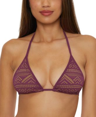 Becca - Women's Color Play Crochet Triangle Bikini Top