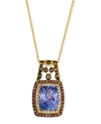 Le Vian - Tanzanite (3-5/8 ct. t.w.) & Diamond (3/4 ct. t.w.) Double Halo 18" Pendant Necklace in 14k Gold