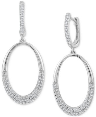 Macy's - Diamond Pav&eacute; Oval Drop Earrings (1/2 ct. t.w.) in 14k White Gold