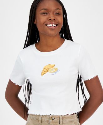 Grayson Threads, The Label - Juniors' Croissant-Print Shrunken-Fit T-Shirt
