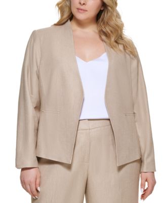 Calvin Klein - Plus Size Open-Front Linen Blazer