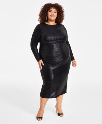 Nina Parker - Trendy Plus Size Metallic Ruched Dress