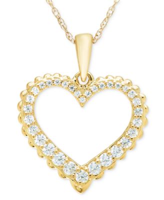 Macy's - Diamond Open Graduated Heart 18" Pendant Necklace (1/4 ct. t.w.) in 14k Gold