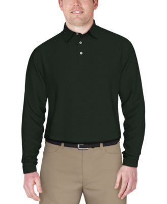 PGA TOUR - Men's Long Sleeve Performance Feeder Stripe Polo Shirt